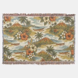 Couverture Hibiscus Island Hawaiian Scenic - Or et Orange
