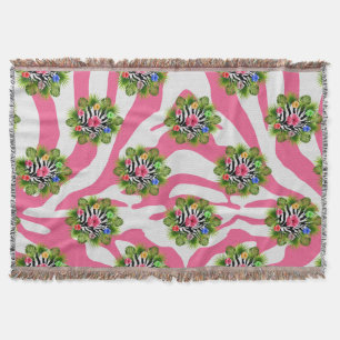 Couverture Hibiscus tropical et rayures exotiques de zèbre ro