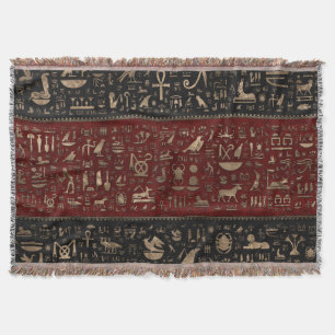 Couverture Hiéroglyphes égyptiens antiques - cuir rouge noir