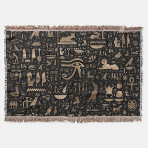 Couverture Hiéroglyphes égyptiens antiques - noir et or