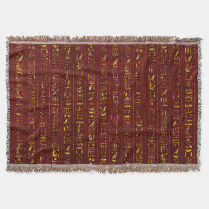 Couverture Hiéroglyphes égyptiens d'or sur le cuir rouge
