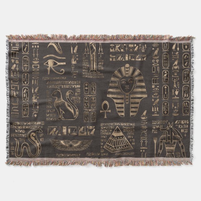 Couverture Hiéroglyphes et divinités égyptiennes - or sur boi (Devant)