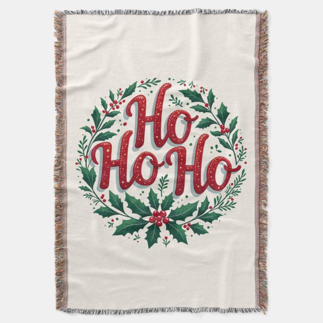 Couverture Ho Ho Ho Christmas Wreath Typography Design (devant Vertical)