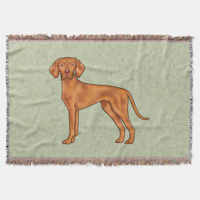 Couverture Hongrois Vizsla Pointeur Dessin Chien Dessin Vert (Devant)