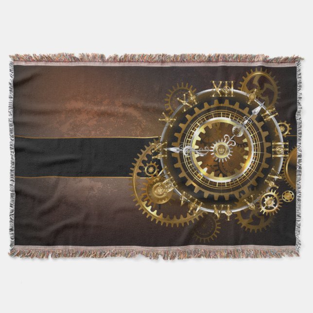 Couverture Horloge Steampunk avec des engrenages anciens (Devant)