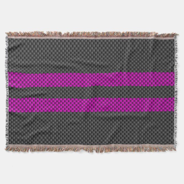 Couverture Hot Fuchsia Pink Racing Stripes Carbon Fiber Style (Devant)