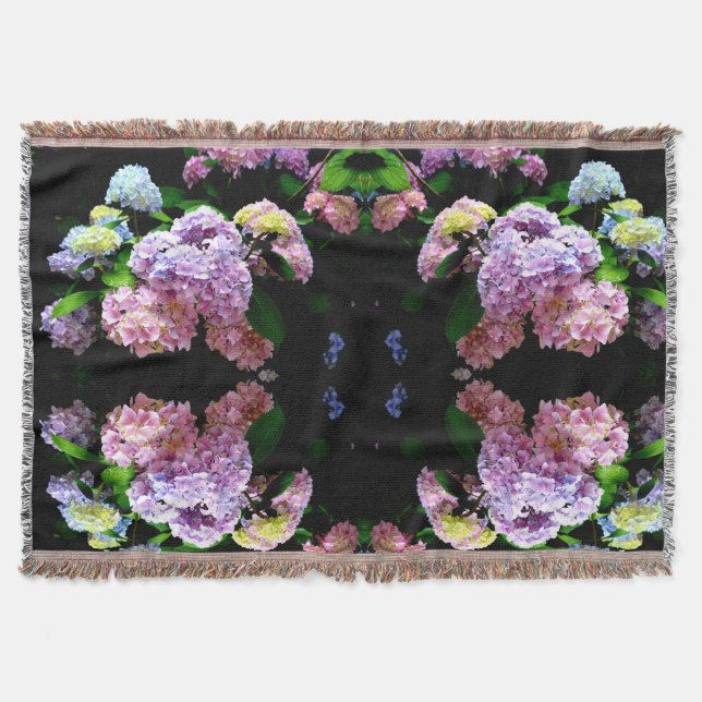 Couverture Hydrangea garden, rose, bleu, purple floral (Devant)