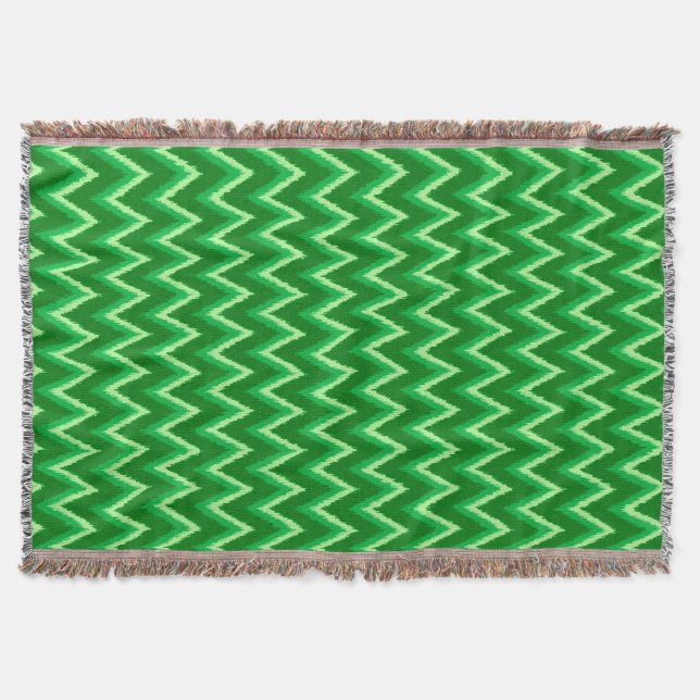 Couverture Ikat Chevron Stripes - Pin et Lime Green (Devant)