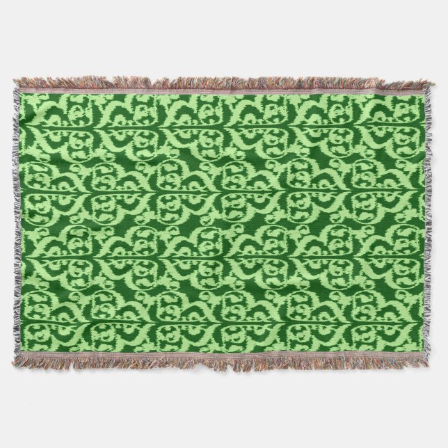 Couverture Ikat Moorish Damask - vert pin et menthe (Devant)