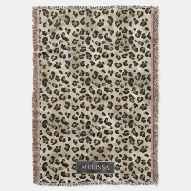 Couverture Impression d'animal léopard avec fausse feuille no (devant Vertical)