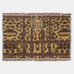 Couverture Impression d'animal tribal cuir vintage Léopard