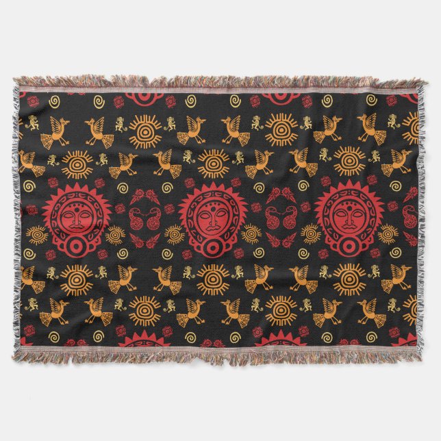 Couverture Impression de motif aztèque mexicain (Devant)