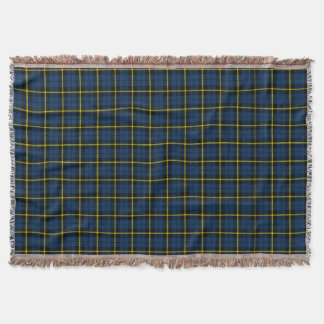 Couverture Impression plaid bleu, bande jaune noir