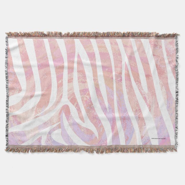 Couverture Impression rose et blanc Zebra (Devant)