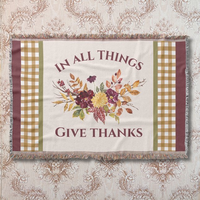 Couverture In All Things Give Thanks Autumn Floral (Créateur téléchargé)
