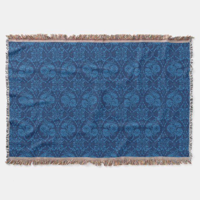 Couverture Indigo Blue Floral Faux Lace Motif (Devant)