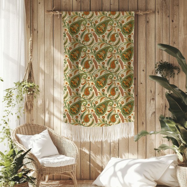 Couverture inspirée Boho avec peigne de terre (Boho-Inspired Blanket with Earthy Paisley Print)