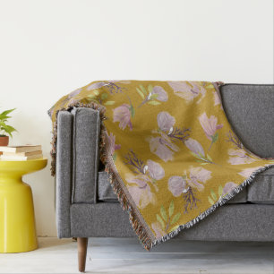 Couverture Jamais mort brun doré Motif floral mignon
