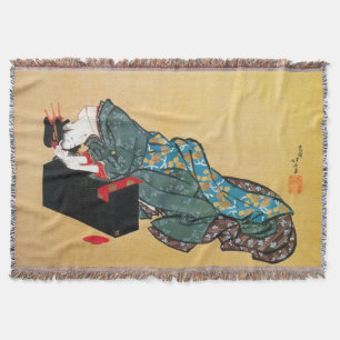Couverture Japonaise Geisha Woman, Hokusai, Ukiyo-e
