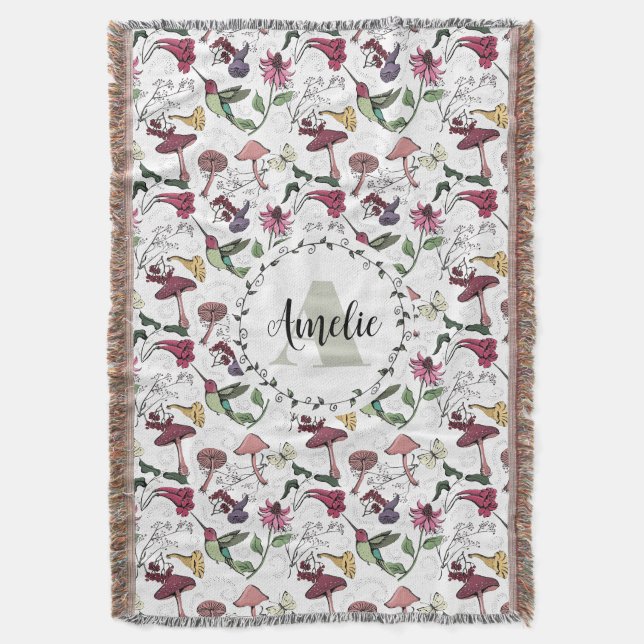 Couverture Jardin et Fleurs du Colibri Monogramme Floral (devant Vertical)