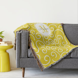 Couverture Jaune et Motif blanc avec Monogramme