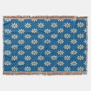 Couverture jeté bleu à motif de marguerite