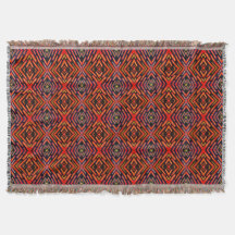 Couverture jeté rouge feu orange noir