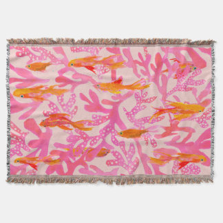 Couverture jetée Corail d'été et Poisson rouge