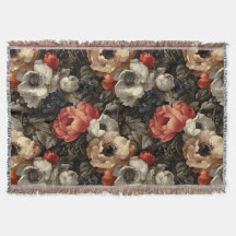 Couverture jetée florale vintage lunatique – Dark