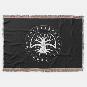Couverture jetée Yggdrasil Circle Runes