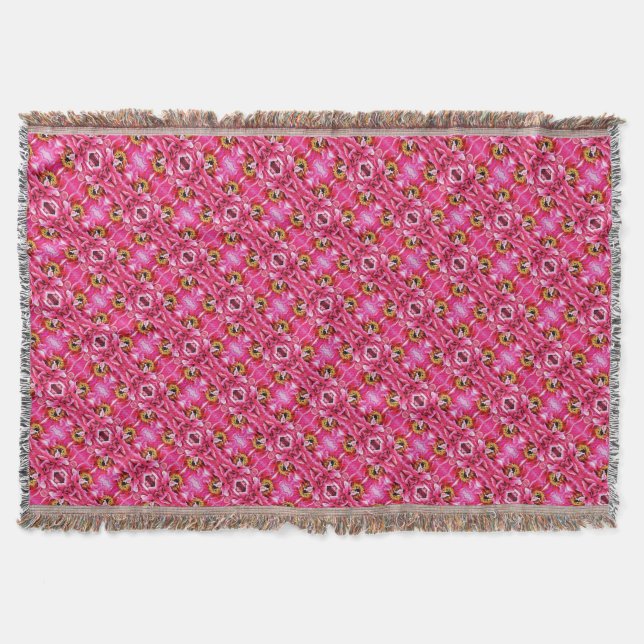 Couverture Jeter Motif de pivoine rose blanche (Devant)