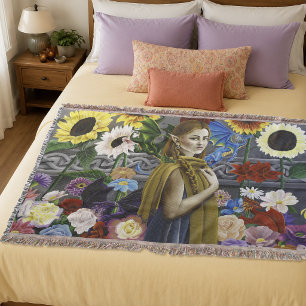 Couverture Jeune fille elfe dragon Enchanté Jardin de fleurs 