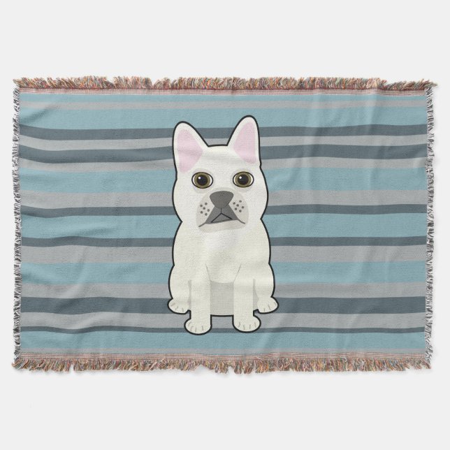 Couverture Joli Bouledogue Français rayé bleu (Devant)