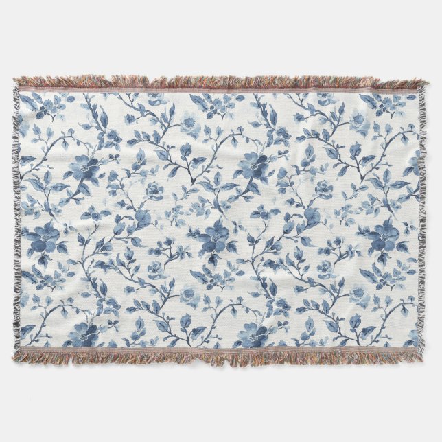 Couverture Joli Noël Floral Blanc Bleu (Devant)