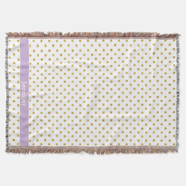 Couverture Joli or et blanc motif pois monogramme (Devant)