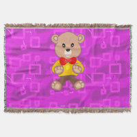 Joli ours en peluche sur fond géométrique rose