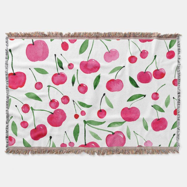 Couverture Jolie aquarelle rouge cerises motif (Devant)