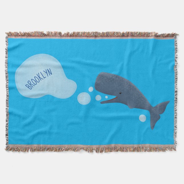 Couverture Jolie baleine à sperme soufflant bulles dessin (Devant)