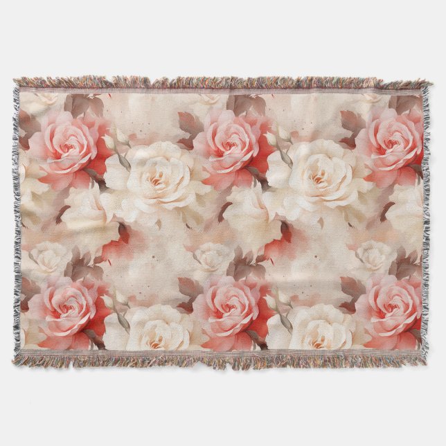 Couverture Jolie rose florale crème blush rose tendre (Devant)