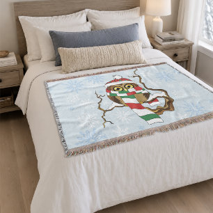 Couverture Jolis flocons de neige de l'hibou d'hiver bleu Vac