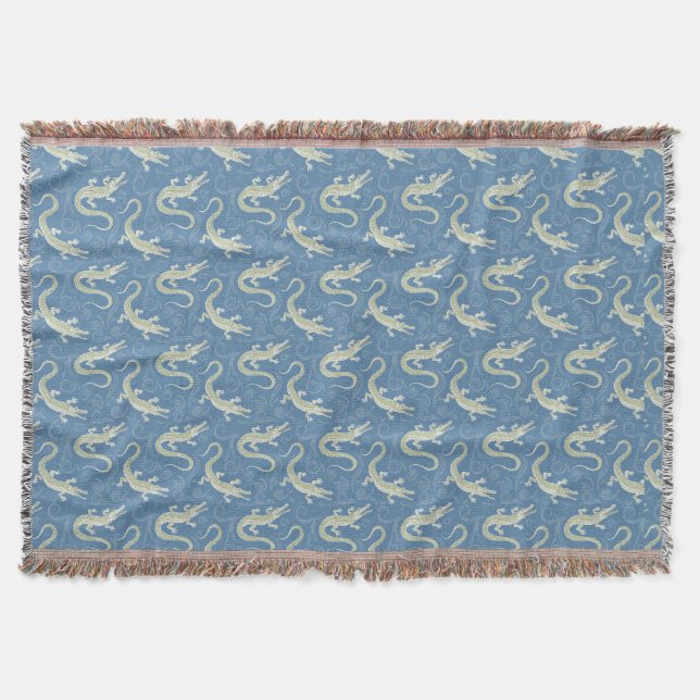 Couverture Jouer Alligator Vert Paisley sur Bleu (Devant)