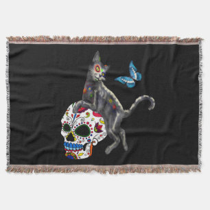 Couverture Jour De La Morte Chat Crâne Sucre Et Papillon