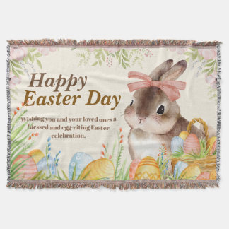 Couverture Joyeuse fête de Pâques au lapin floral aquarelle a