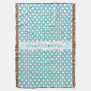 Couverture Joyeux Noël Aqua/White Iconic Tree Motif