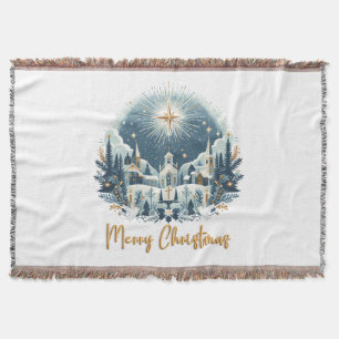 Couverture Joyeux Noël bleu et or