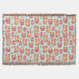 Couverture Kawaii Cute Cats Cupcakes Motif rose et bleu