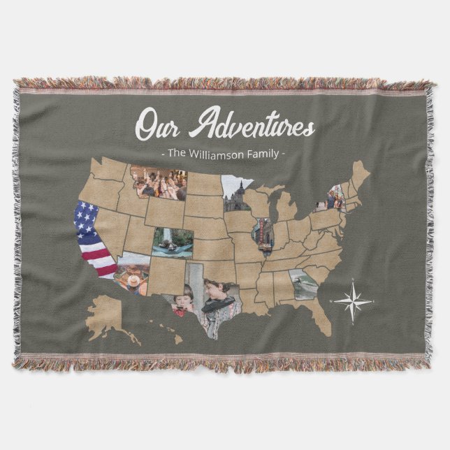 Couverture Keepsaké Family Travel USA Photo Collage Throw Bla (Devant)