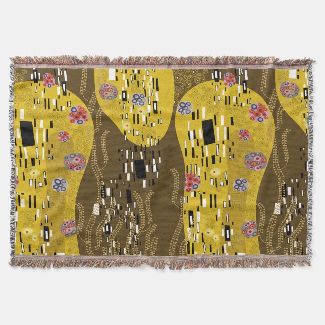 Couverture Klimt Inspiré Or Motif Art Nouveau Le Baiser (Devant)