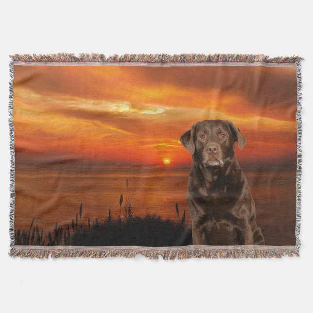 Couverture Labrador Retriever Chien Sunset Thaillot Blanche (Devant)