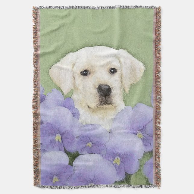 Couverture Labrador Retriever Puppy Painting Original Chien A (devant Vertical)